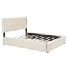 Queen Size Upholstered Platform Bed With Trundle And Drawers - Beige - Image 10