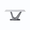 63" Modern Artificial Stone Panel V-Shaped Metal Legs, Can Accommodate 6-8 People - White / Gray - Image 4