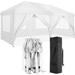 10'X20' Folding Canopy With 6 Removable Sidewalls Outdoor Event Shelter UPF 50+ Gazebo Portable Tents For Parties Beach Camping Wedding Ez Pop Up Canopy - White