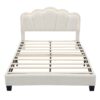 Full Size Upholstered Flower-Shape Bed, Elegant Flowers Headboard With LED Light Strip, Sherpa Fabric Platform Bed With Slats Support - White - Image 4