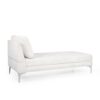 Fabric Upholstered Chaise Lounge With Iron Bracket Legs - Ivory - Image 6