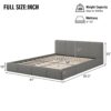 Full Size Stylish Upholstered Bed Elegant With Birch Wood Frame - Gray - Image 4