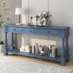 Console Table Long Console Table With Drawers And Shelf For Entryway, Hallway, Living Room - Navy