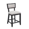 Counter Stools (Set of 2), Upholstered Counter Height Bar Stools With Comfy Back, Solid Rubber Wood Frame, Backrest, Footrest, Armless Barstools For Home Bar, Kitchen Counter - Beige / Black - Image 8