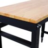 48" Wide Rolling Workbench For Garage, Adjustable Height, Workshop Tool Bench, Metal With Rubber Wood Top - Black / Light Brown - Image 8