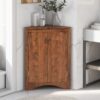 Triangle Bathroom Storage Cabinet With Adjustable Shelves, Freestanding Floor Cabinet For Home Kitchen - Brown - Image 9