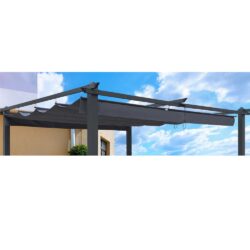 Replacement Canopy Top Cover Fabric For 13 x 10 Ft Outdoor Patio Retractable Pergola Sun-Shelter Canopy - Gray