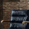 Harith II - Top Grain Leather Office Chair - Vintage Blue - Image 2