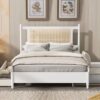 Queen Size Platform Bed With 2 Big Drawers Twin Size Trundle - White - Image 13