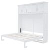 Full Size Space Saving Murphy Wall Bed With Top Cabinets, Flexible Slats - White - Image 17