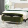 Chloe - Modern Glam Storage Bench - Olive Green - Image 14