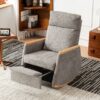 Accent Rocking Chair With Footrest, High Back Rubber Wood Rocking Legs Bedroom Living Space - Gray - Image 2