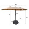 15 X 9 Ft Large Double Sided Rectangular Outdoor Twin Patio Market Umbrella With Light And Base - Taupe - Image 3