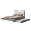 Queen Size Storage Platform Bed With 2 Big Drawers Twin Size Trundle - Gray - Image 2
