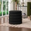 Fuji - Oversized Round Storage Ottoman - Ebony Black - Image 9