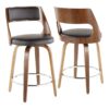 Cecina - Mid-Century Modern Counter Stool With Swivel (Set of 2) - Walnut / Brown - Image 2