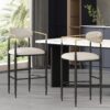 Counter Height Upholstered Bar Stools With Backs And Iron Legs For Kitchen Island (Set of 2) - Beige - Image 4
