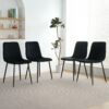 Indoor Velvet Dining Chair, Modern Kitchen Dining Chair With Cushion Back, Upholstered Side Chair With Coated Metal Legs, Family Kitchen Dining Room And Living Room (Set of 4) - Black - Image 2