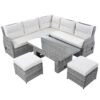 Outdoor Furniture Set Patio Rattan Furniture Set With An Adjustable Table, Recliners With Extendable Side Tables, And 2 Ottomans For Patio, Lawn, Backyard, Pool - Beige - Image 19