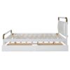 Queen Size Storage Platform Bed, With 2 Big Drawers, Twin Long Size Trundle - White - Image 3