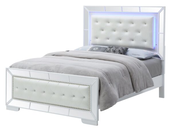 Elegant Contemporary Bed - Silver Champagne