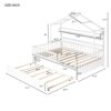 Full Size House Bed With Twin Size Trundle, Kids Bed With Shelf - White - Image 10