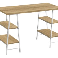 Computer Desk For Home Office, Laptop, Storage Shelves, Contemporary & Modern - Natural