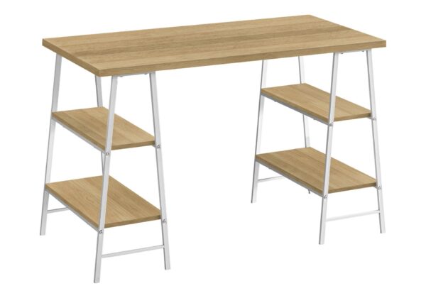 Computer Desk For Home Office, Laptop, Storage Shelves, Contemporary & Modern - Natural