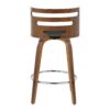 Cosini - Mid-Century Modern Fixed Height Barstool With Swivel With Round Footrest (Set of 2) - Walnut / Charcoal - Image 5