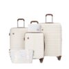 5 Piece Set (20"24"28 +A Travel Bag And A Toiletry Bag), Pp Hardshell Carry On Luggage Set With Tsa Lock Carry On Suitcase Luggage Durable Suitcase - White - Image 5