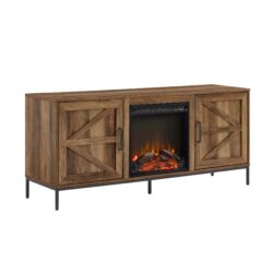 Modern Farmhouse Barn Door Fireplace TV Stand For TVs Up To 65” - Rustic Oak
