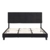 King Size Upholstered Platform Bed Frame With Linen Fabric Headboard, Wood Slat Support - Black - Image 5