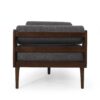 Contemporary Fabric Chaise Lounge With Button Tufted Waffle Stitching And Rolled Accent Pillows - Charcoal - Image 7
