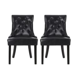 Cheney - Dining Chair (Set of 2) - Contemporary Style With Tufted Diamond Stitching - Black