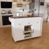 Modern Kitchen Island With Extendable Dining Table & Power Outlet - White - Image 13