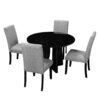 5 Piece Round Dining Table Set, Modern Dining Table And 4 Upholstered Chairs For Dining Room, Kitchen Room, Living Room - Gray / Black - Image 10