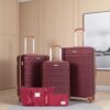 5 Piece Set (20"24"28 +A Travel Bag And A Toiletry Bag), Hard Case Spinner Wheels Luggage Sets With Tsa Lock Carry On Suitcase Luggage Durable Suitcase Color Matching - Wine Red - Image 2
