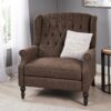 Dunham - Contemporary Fabric Tufted Oversized Pushback Recliner - Brown - Image 3