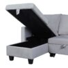 Nova - Velvet Reversible Sleeper Sectional Sofa With Storage Chaise - Light Gray - Image 3