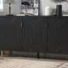 Modern TV Stand With 3 Doors And Adjustable Shelves For Living Room, Fits TVs Up To 70" - Black - Image 7