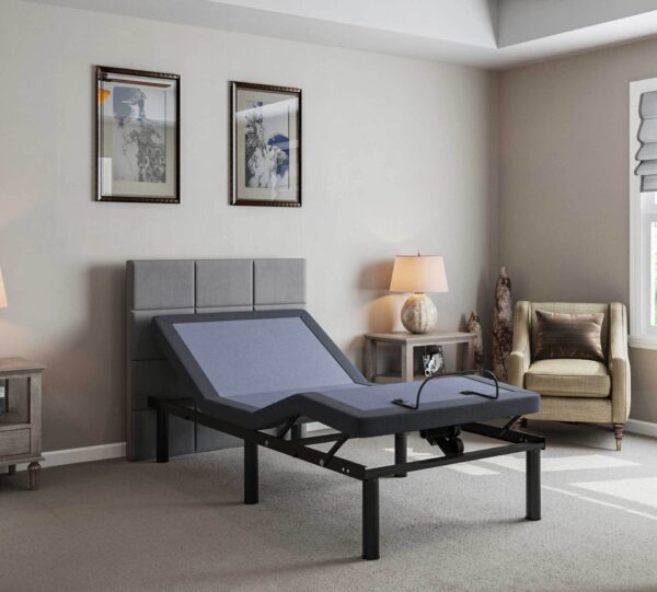 Bt2000 - Twin Adjustable Bed Base With Full-Range Positions Adjustment - Blue / Gray