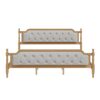 King Size Traditional Style Solid Bed Frame With Upholstered Tufted Headboard, No Box Spring Needed - Walnut - Image 7