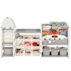 Kids Bookshelf Toy Storage Organizer With 17 Bins And 5 Bookshelves, Multi-Functional Nursery Organizer Kids Furniture Set Toy Storage Cabinet Unit With HDPE SheLF And Bins - Gray - Image 2