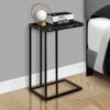 Accent Table, C - Shaped, Marble Look Modern Design - Black - Image 6