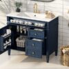 Bathroom Vanity With Top Sink, Modern Bathroom Storage Cabinet With 2 Drawers And A Tip-Out Drawer, Single Sink Bathroom Vanity - Blue - Image 17