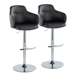 Boyne - Contemporary Adjustable Barstool With Swivel With Rounded T Footrest (Set of 2) - Chrome / Black