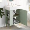 Bathroom Vanity, Combo Cabinet, Bathroom Storage Cabinet, Single Ceramic Sink, Left Side Storage - Green - Image 3