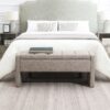 Modern Bed End Bench With Storage, Upholstered Large Foot Rest Stool, Comfy Window Vanity Bench For Living Room, Dorm, Coffee Table, Linen - Gray Brown - Image 3