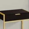 Accent Side Table, Storage Drawer, Contemporary & Modern - Brown / Gold - Image 3