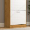 Freestanding Shoe Storage Cabinet With 3 Flip Drawers - White / Natural - Image 8
